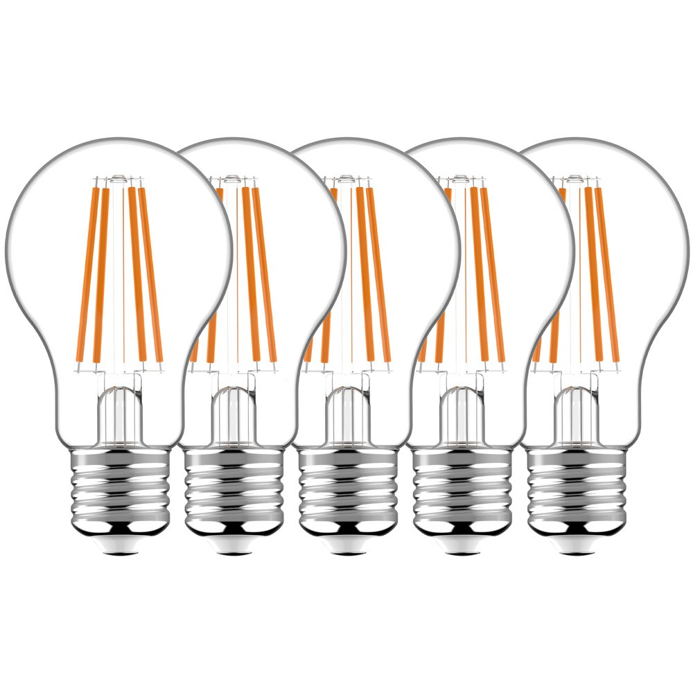 Produktabbildung: LED Filament Leuchtmittel - Klassisch A60 E27 7W 806lm 2700K klar 330° - 5er-Pack