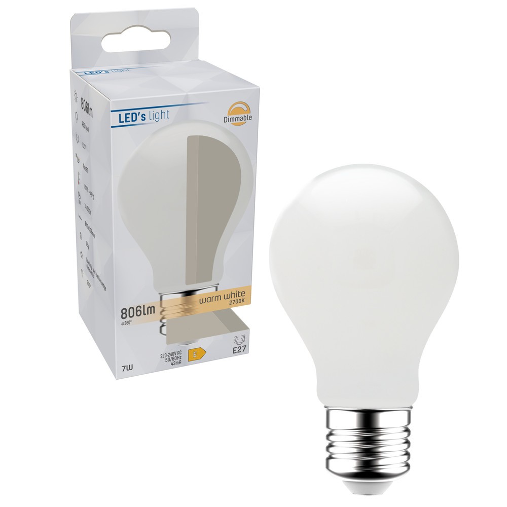 Produktabbildung Nr. 2: LED Filament Leuchtmittel - Klassisch A60 E27 7W 806lm 2700K opal 330° dimmbar