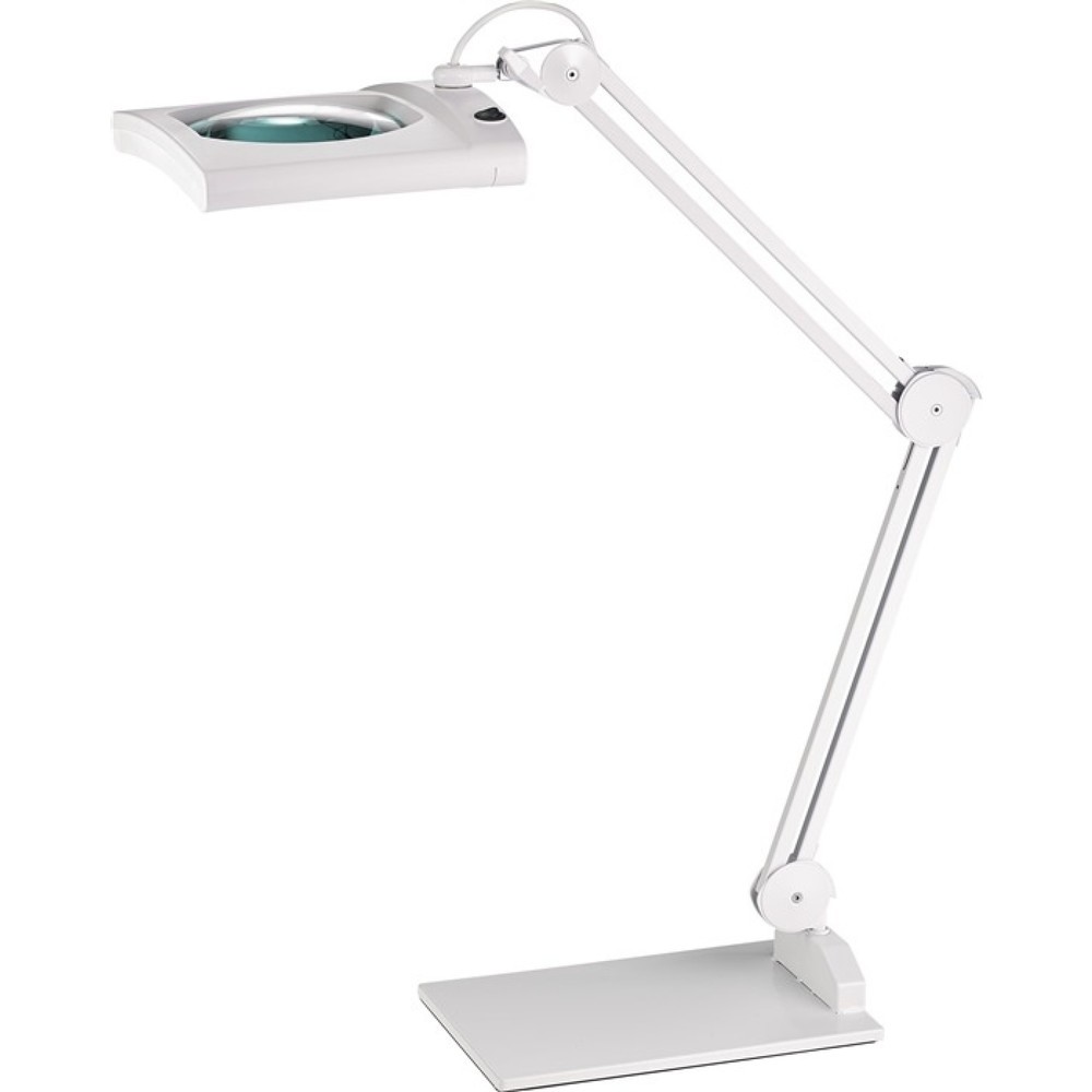 Produktabbildung Nr. 1: LED-Lupenleuchte Glaslinse 190,5mm (7,5 ") Tischklemme weiß Abdeckung,ecki. Kopf