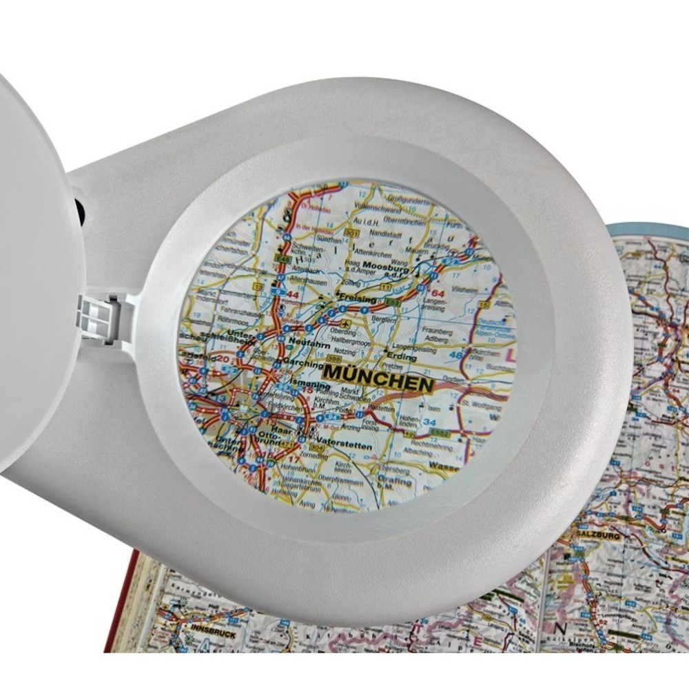 Produktabbildung Nr. 3: LED-Lupenleuchte, Tischklemme, Glaslinse 127 (5 ″), weiß mit Abdeckung, runder Kopf