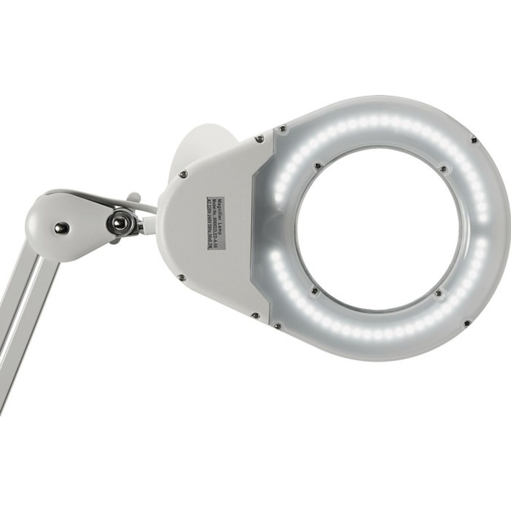 Produktabbildung Nr. 4: LED-Lupenleuchte, Tischklemme, Glaslinse 127 (5 ″), weiß mit Abdeckung, runder Kopf