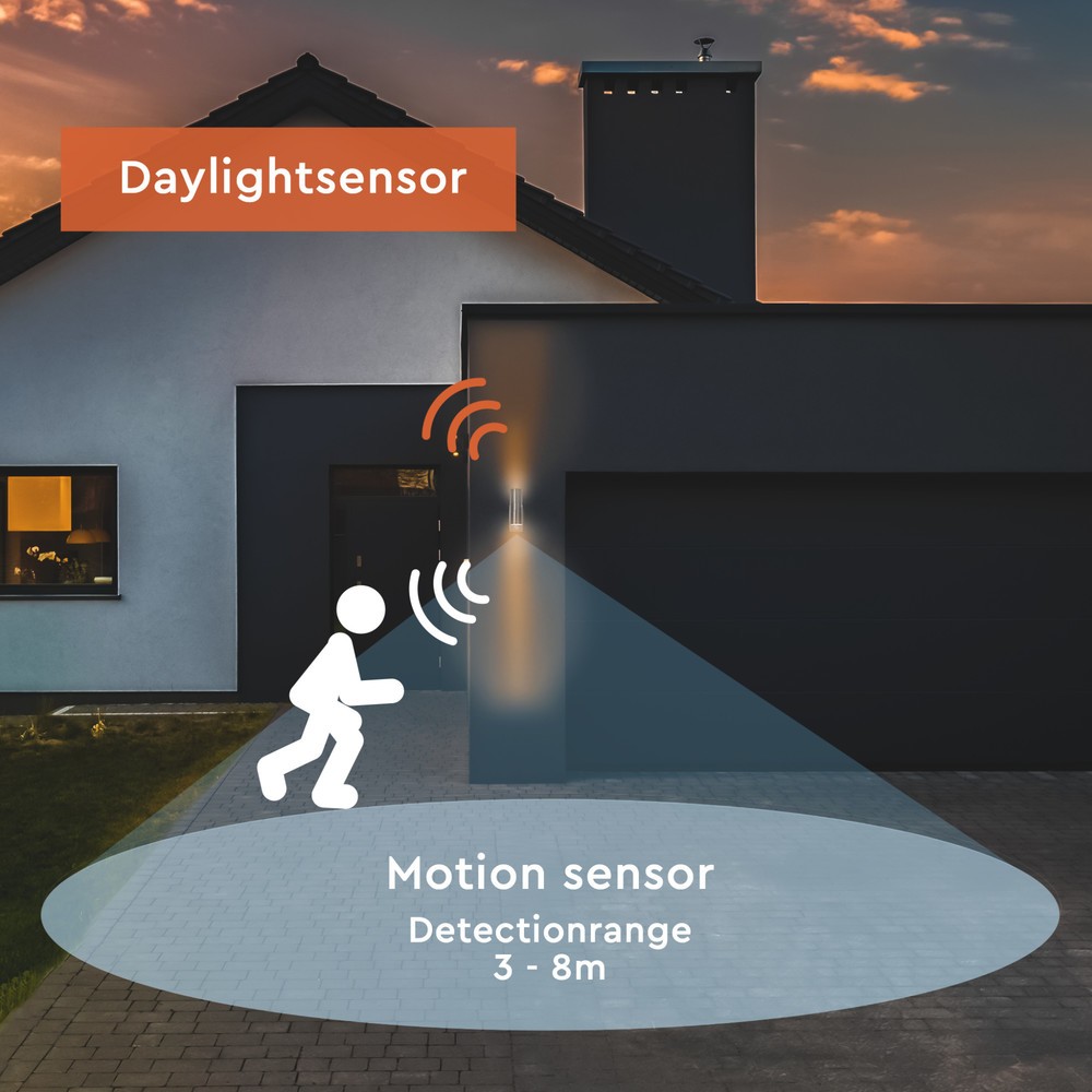 Produktabbildung Nr. 7: LED Outdoor-Wandleuchte Calabar - 2xGU10 IP44 Sensor - rostfreier Stahl