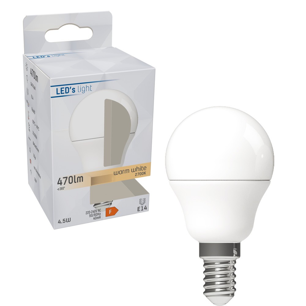 Produktabbildung Nr. 2: LED SMD Leuchtmittel - Globe G45 E14 4,9W 470lm 2700K opal 150°