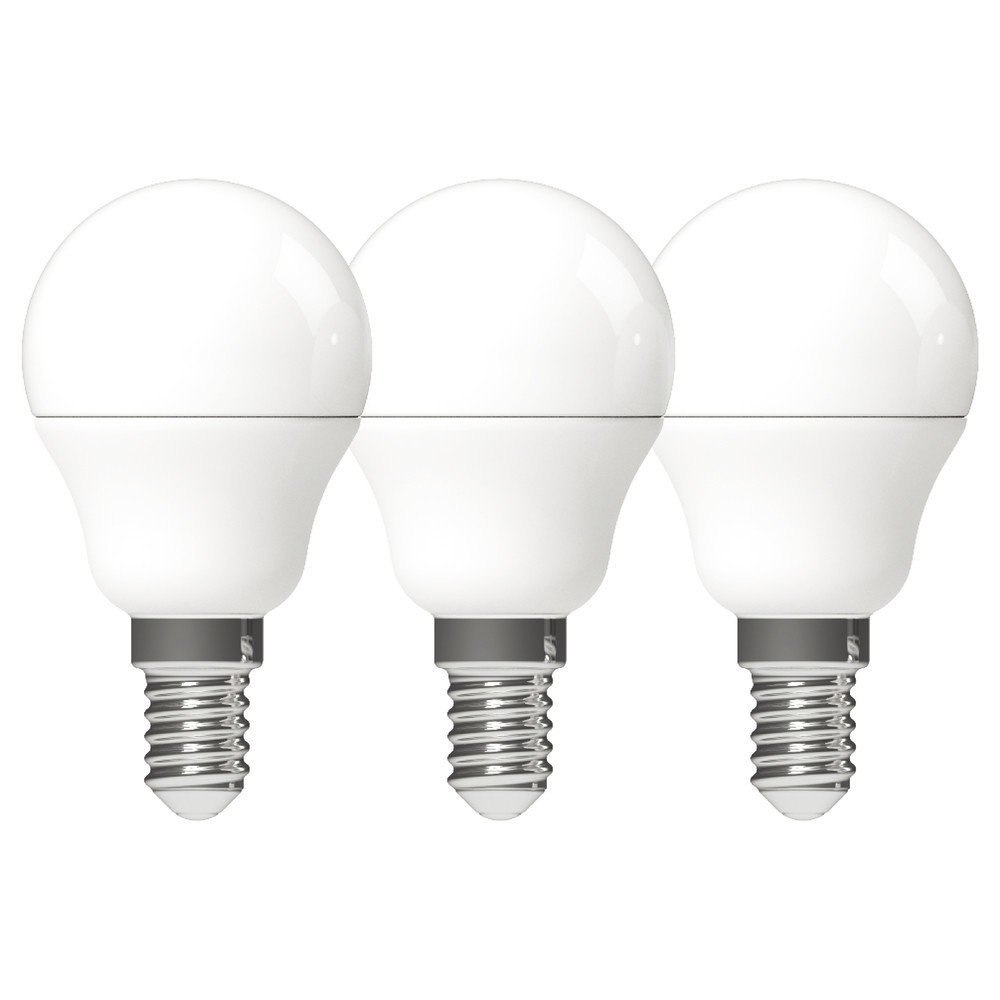Produktabbildung: LED SMD Leuchtmittel - Globe G45 E14 4,9W 470lm 2700K opal 150° - 3er-Sparpack
