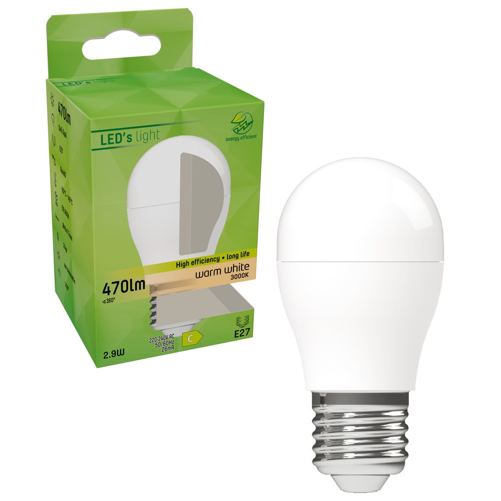 Produktabbildung Nr. 2: LED SMD Leuchtmittel - Globe G45 E27 2,9W 470lm 3000K opal 150°