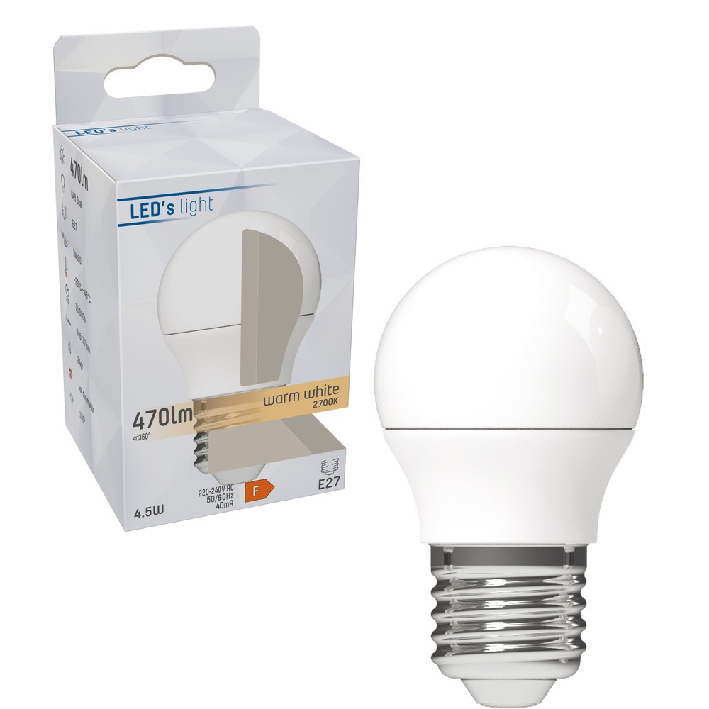 Produktabbildung Nr. 2: LED SMD Leuchtmittel - Globe G45 E27 4,9W 470lm 2700K opal 150°