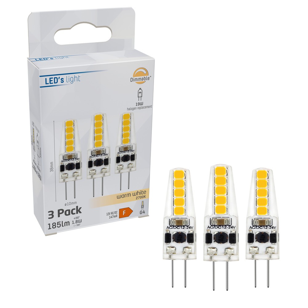 Produktabbildung Nr. 2: LED SMD Leuchtmittel - Kapsel G4 1,8W 185lm 2700K klar 330° - 3er-Pack