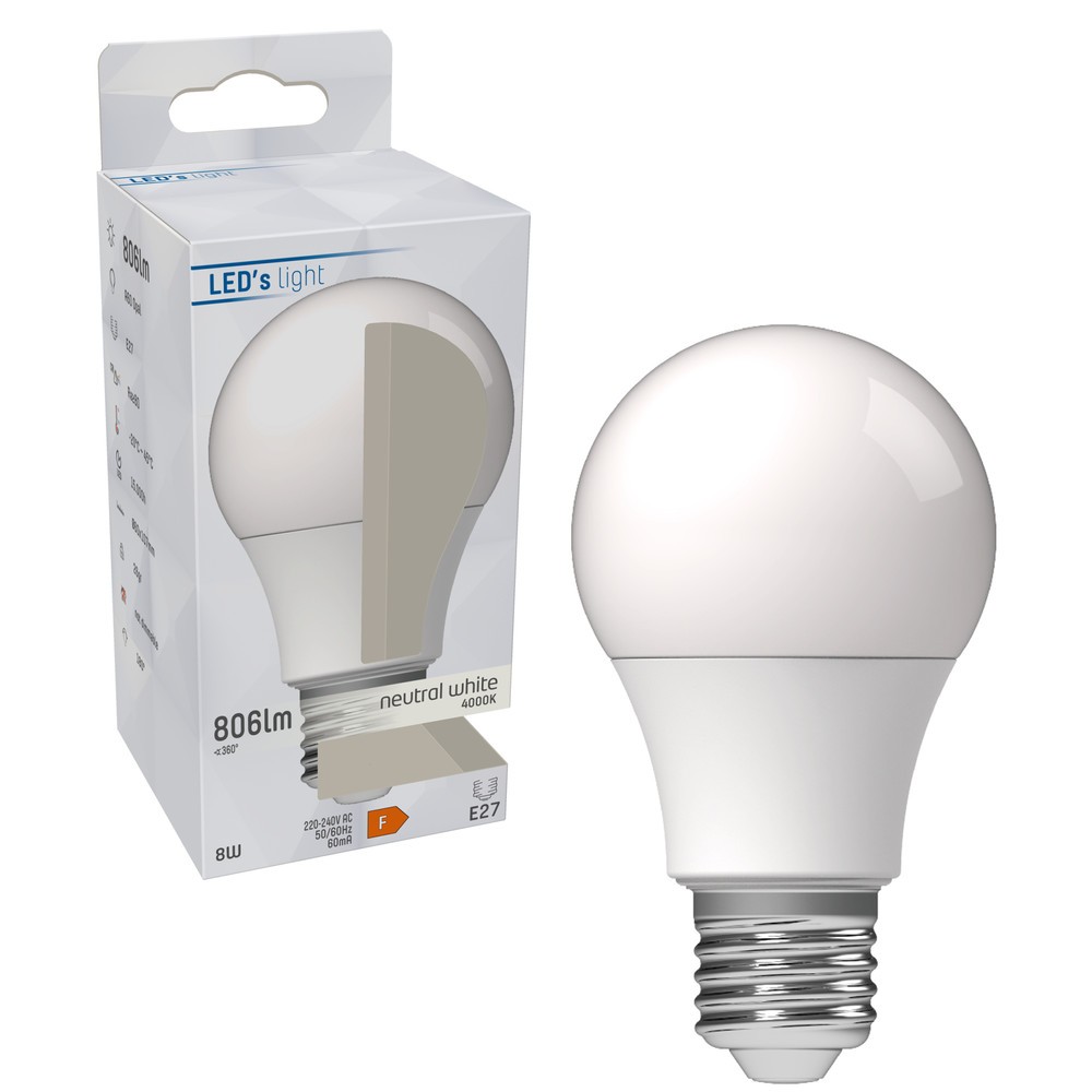 Produktabbildung Nr. 2: LED SMD Leuchtmittel - Klassisch A60 E27 8W 806lm 4000K opal 180°