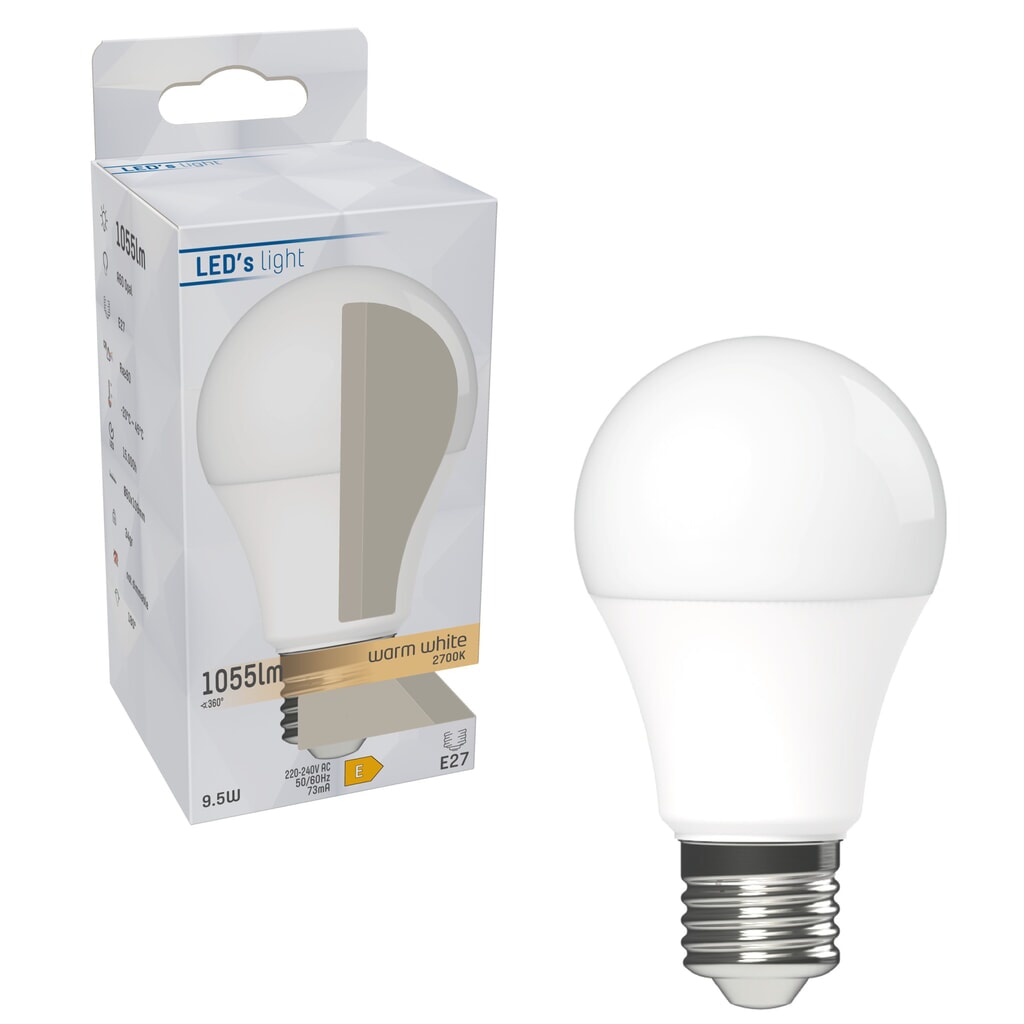 Produktabbildung Nr. 2: LED SMD Leuchtmittel - Klassisch A60 E27 9,5W 1055lm 2700K opal 180°