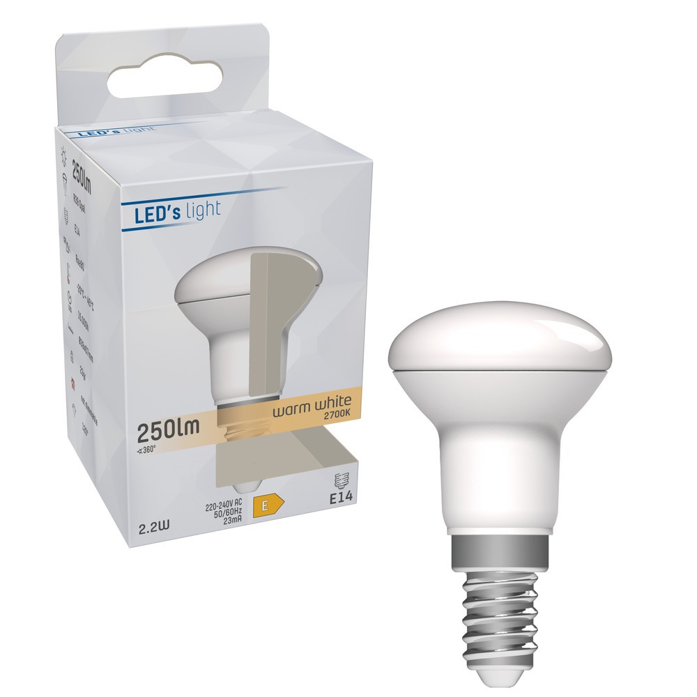 Produktabbildung Nr. 2: LED SMD Leuchtmittel - Pilzkopf R39 E14 2,2W 250lm 2700K opal 120°
