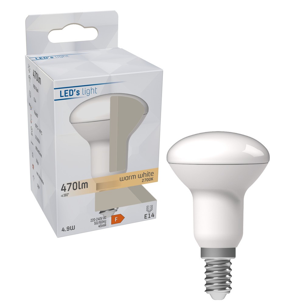 Produktabbildung Nr. 3: LED SMD Leuchtmittel - Pilzkopf R50 E14 4,9W 470lm 2700K opal 120°