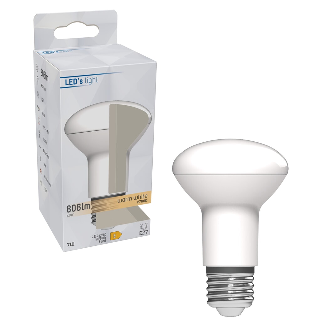 Produktabbildung Nr. 2: LED SMD Leuchtmittel - Pilzkopf R63 E27 7W 806lm 2700K opal 120°