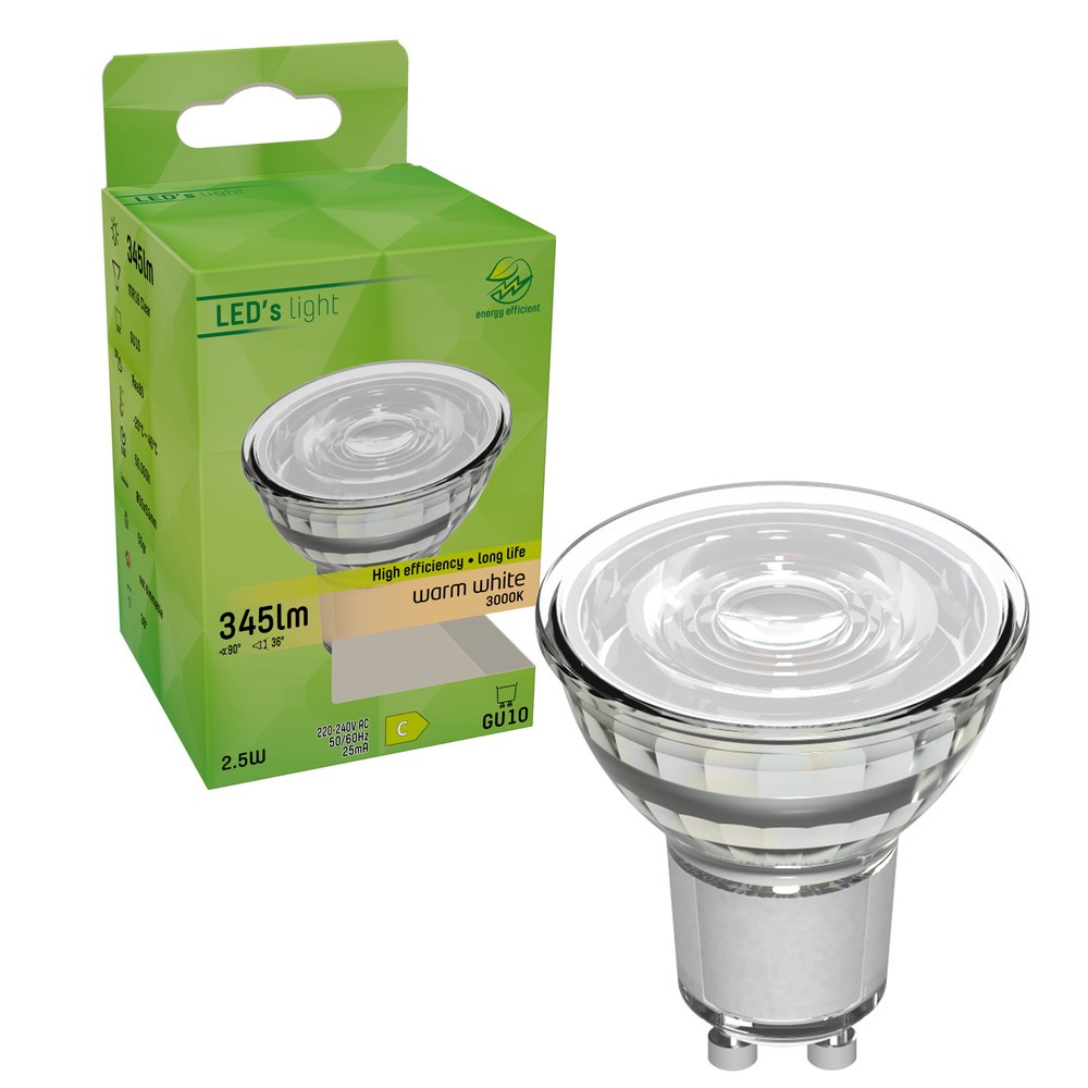 Produktabbildung Nr. 2: LED SMD Leuchtmittel - Spot MR16 GU10 2,5W 345lm 3000K klar 36°