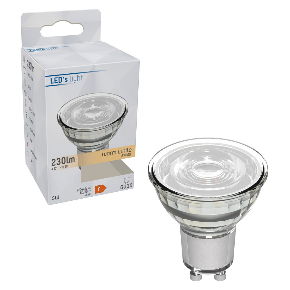 Produktabbildung Nr. 2: LED SMD Leuchtmittel - Spot MR16 GU10 3W 230lm 2700K klar 36°
