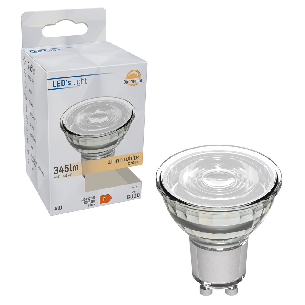 Produktabbildung Nr. 2: LED SMD Leuchtmittel - Spot MR16 GU10 4W 345lm 2700K klar 36° dimmbar