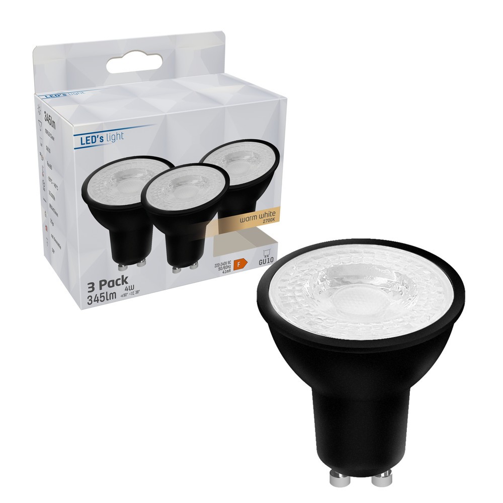 Produktabbildung Nr. 2: LED SMD Leuchtmittel - Spot MR16 GU10 4W 345lm 2700K klar 38° - 3er-Sparpack