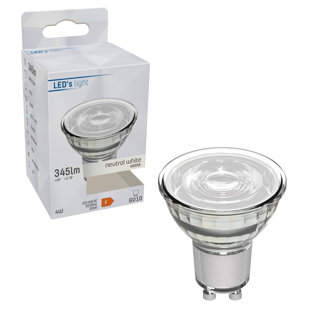 Produktabbildung Nr. 2: LED SMD Leuchtmittel - Spot MR16 GU10 4W 345lm 4000K klar 36°