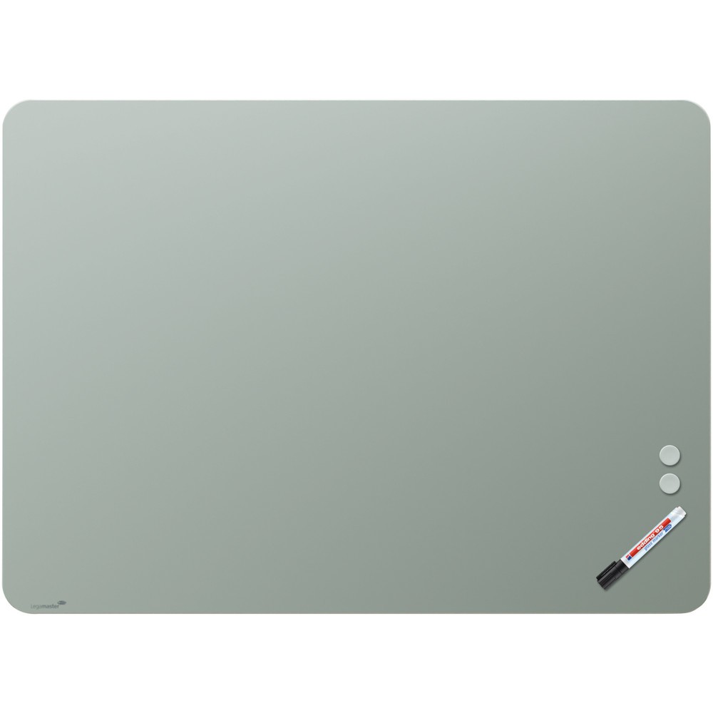 Produktabbildung: Legamaster Glasboard aus Sicherheitsglas, matt, magnethaftend, HxB 900 x 1.200 mm, salbeigrün, Ecken abgerundet