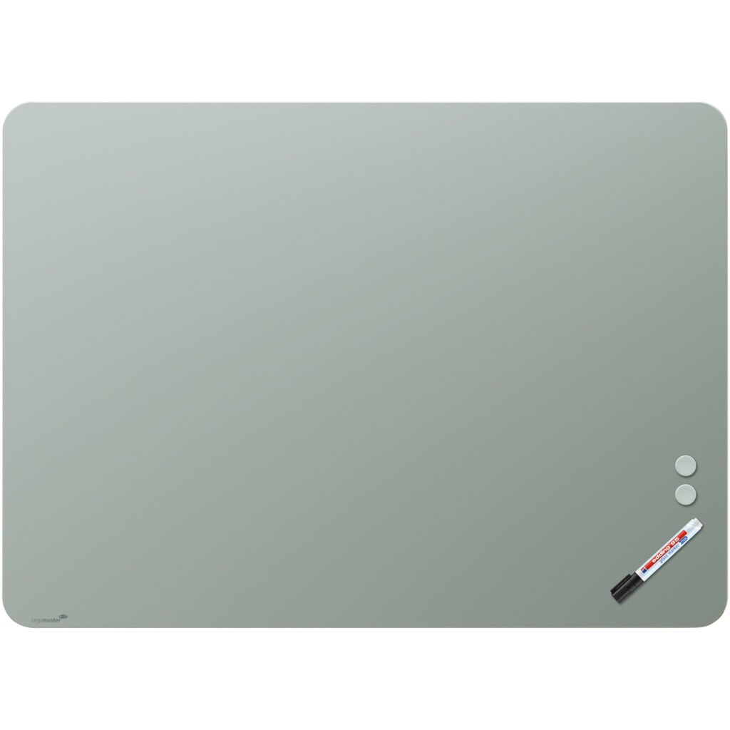 Produktabbildung: Legamaster Glasboard aus Sicherheitsglas, matt, magnethaftend, HxB 900 x 1.200 mm, salbeigrün, Ecken abgerundet