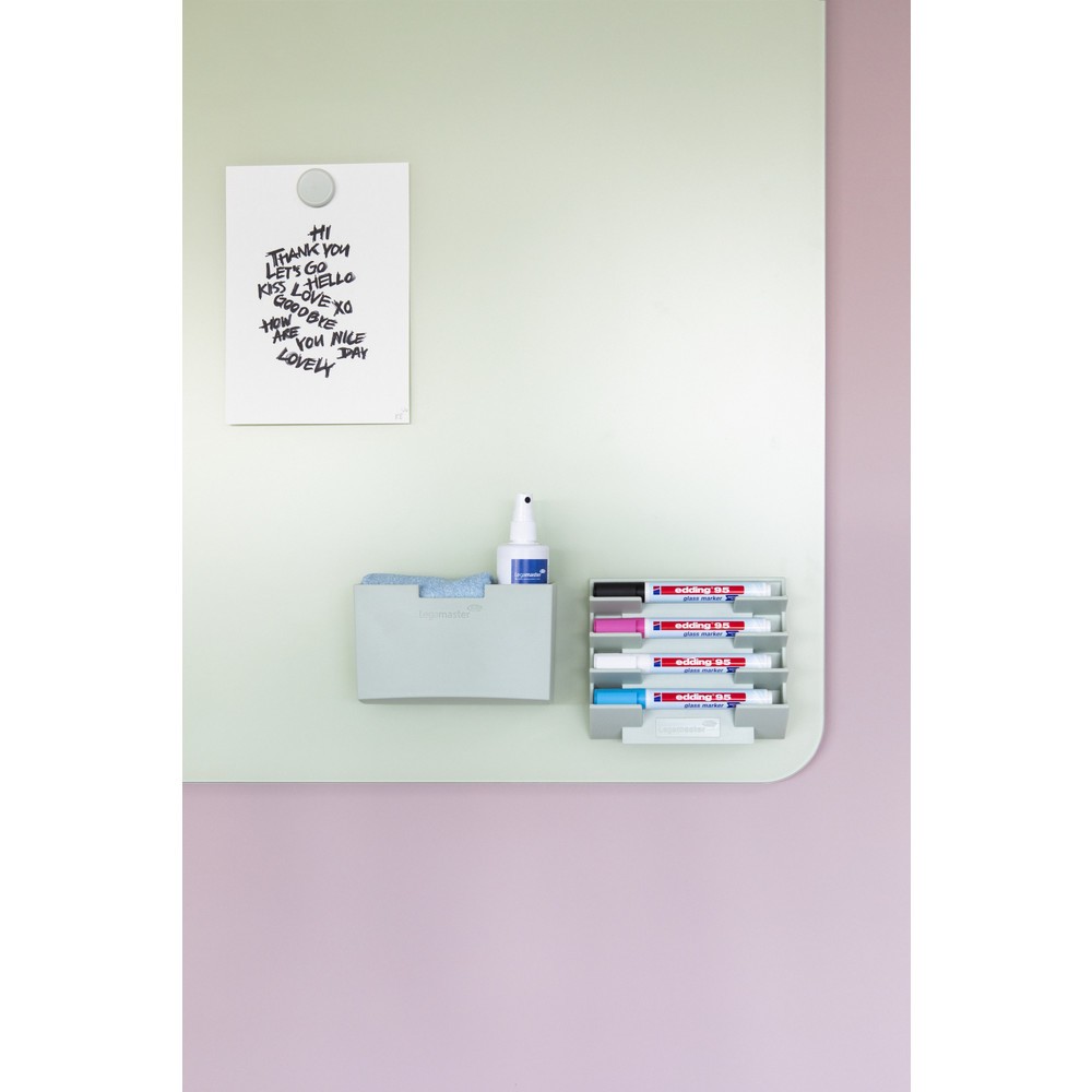 Produktabbildung Nr. 3: Legamaster Glasboard aus Sicherheitsglas, matt, magnethaftend, HxB 900 x 1.200 mm, salbeigrün, Ecken abgerundet