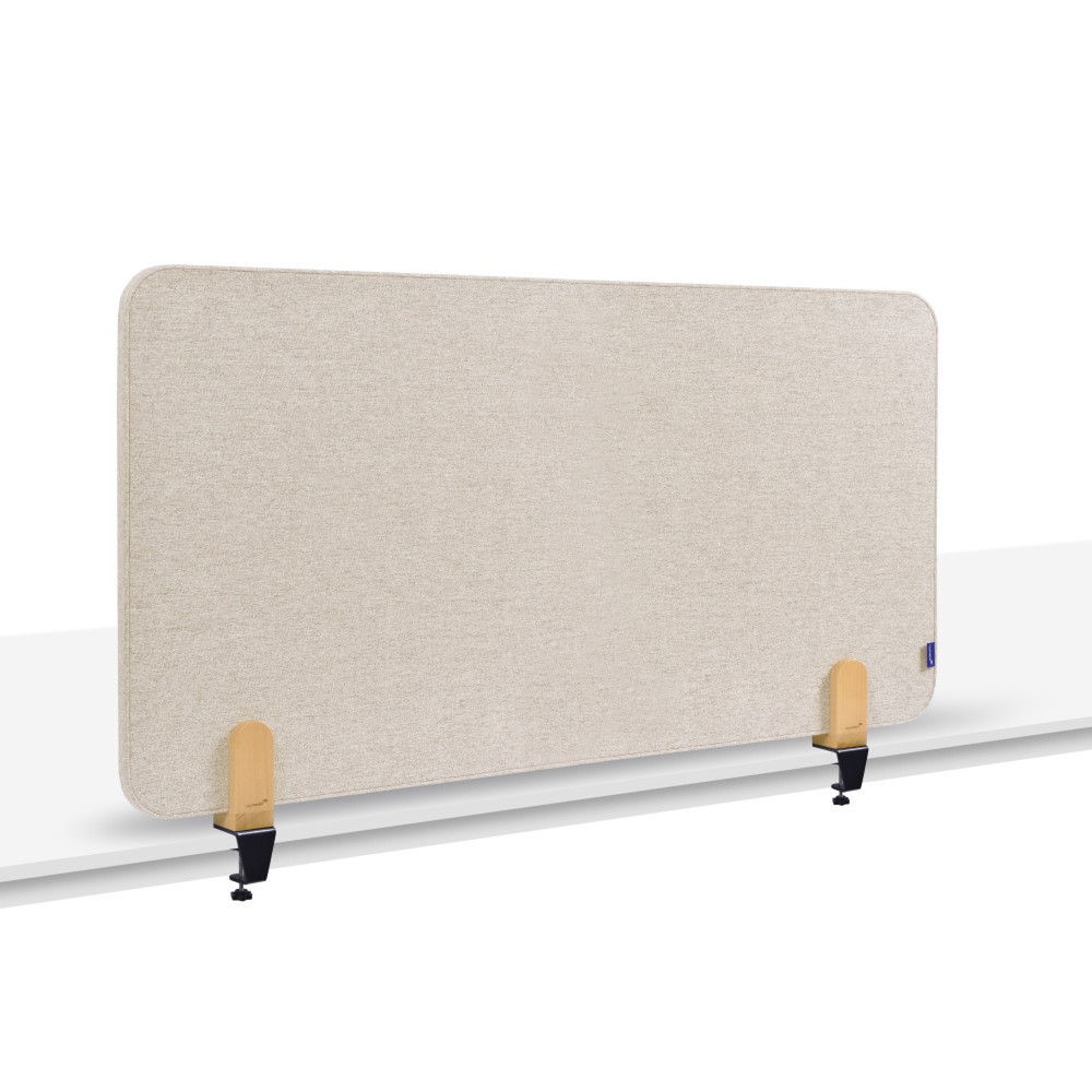 Produktabbildung: Legamaster Textil-Tischtrennwand ELEMENTS, schallabsorbierend, mit Tischklemmen, HxB 600 x 1.200 mm, beige