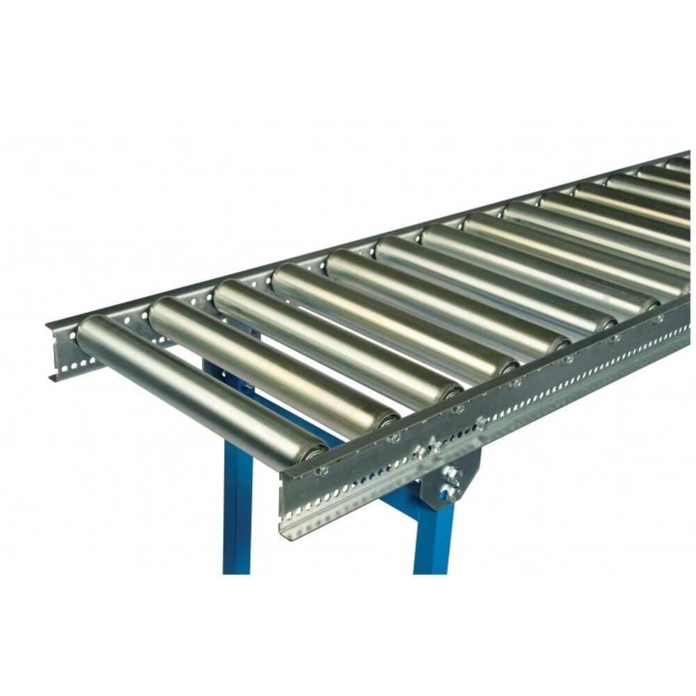 Produktabbildung: Leicht-Rollenbahnen, Stahlrollen, Ø 50 mm, Bahnlänge 1,5 m Bahnbreite 500 mm, Achsabstand 100 mm