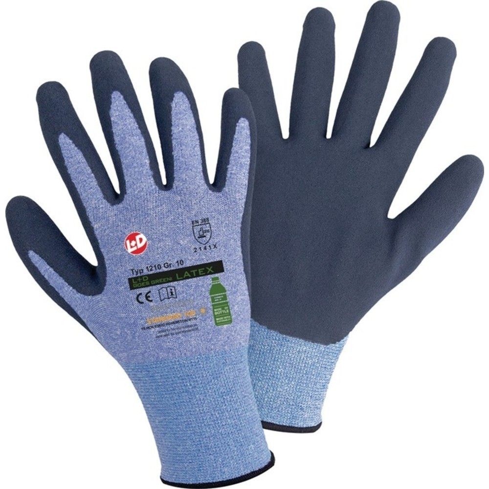 Produktabbildung: Leipold+Döhle Feinstrickhandschuh Goes Green, Größe 10 blau/dunkelblau, EN ISO 21420, EN 388 PSA-Kategorie II