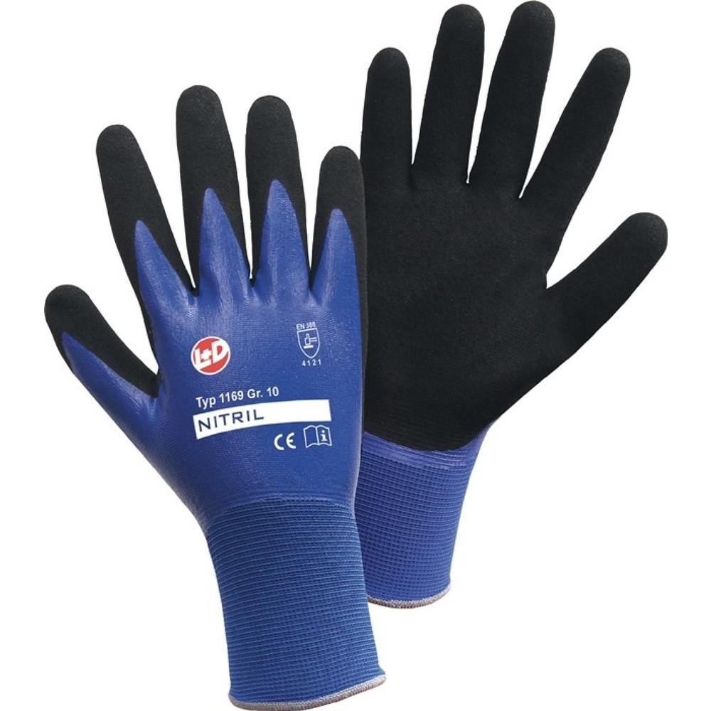 Produktabbildung: LEIPOLD+DÖHLE Handschuhe Nitril Aqua Gr.9 blau/schwarz