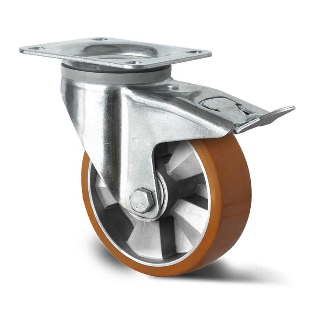 Lenkrolle mit Totalfeststeller ø 125 mm Serie BAU5 Doppelkugellager Produktabbildung: Lenkrolle mit Totalfeststeller ø 125 mm Serie BAU5 Doppelkugellager