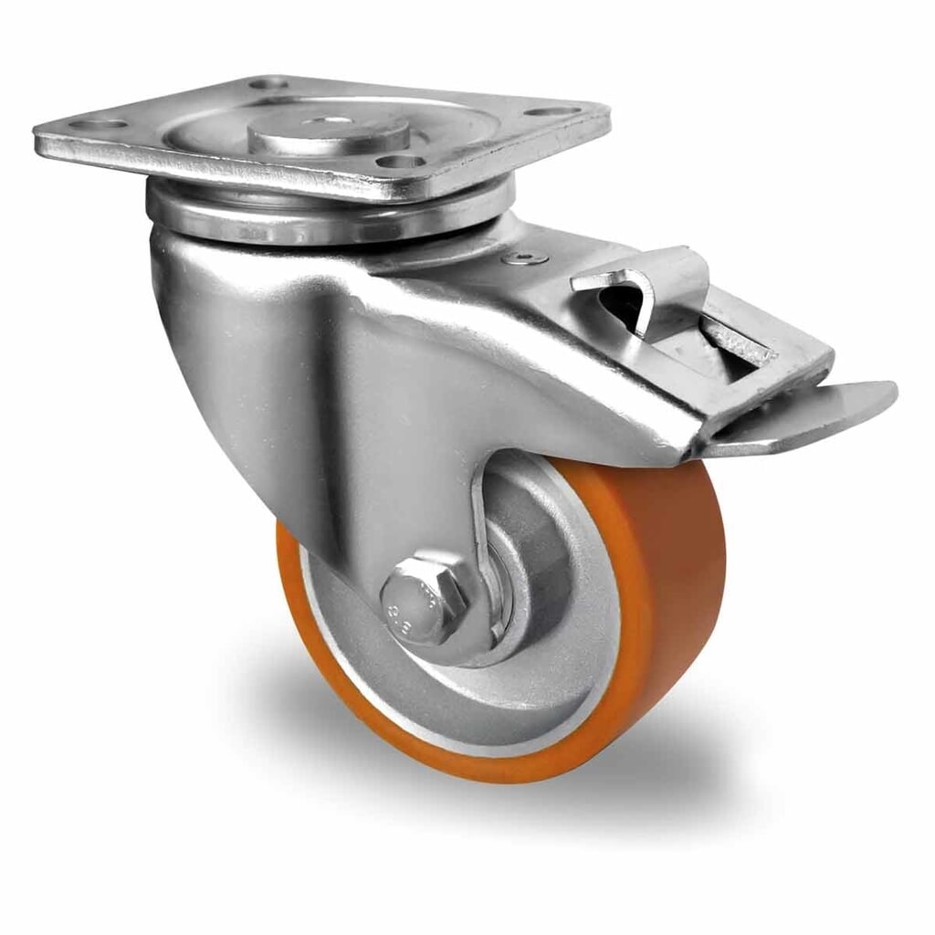 Lenkrolle mit Totalfeststeller ø 80 mm Serie DAU5 Doppelkugellager Produktabbildung: Lenkrolle mit Totalfeststeller ø 80 mm Serie DAU5 Doppelkugellager