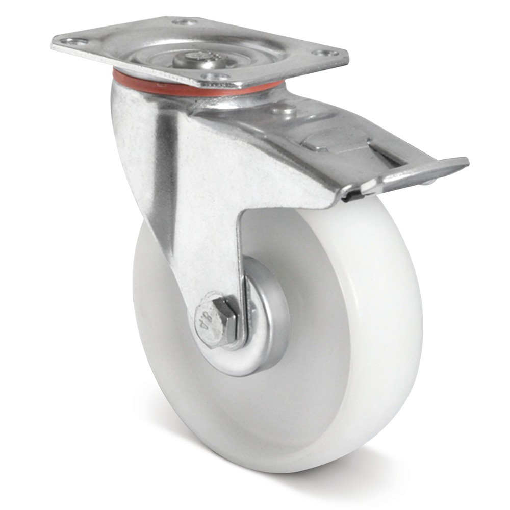 Produktabbildung: Lenkrolle PP Basic, inkl. Feststeller, spurlos, Ø x Breite 100 x 36 mm, TK 100 kg