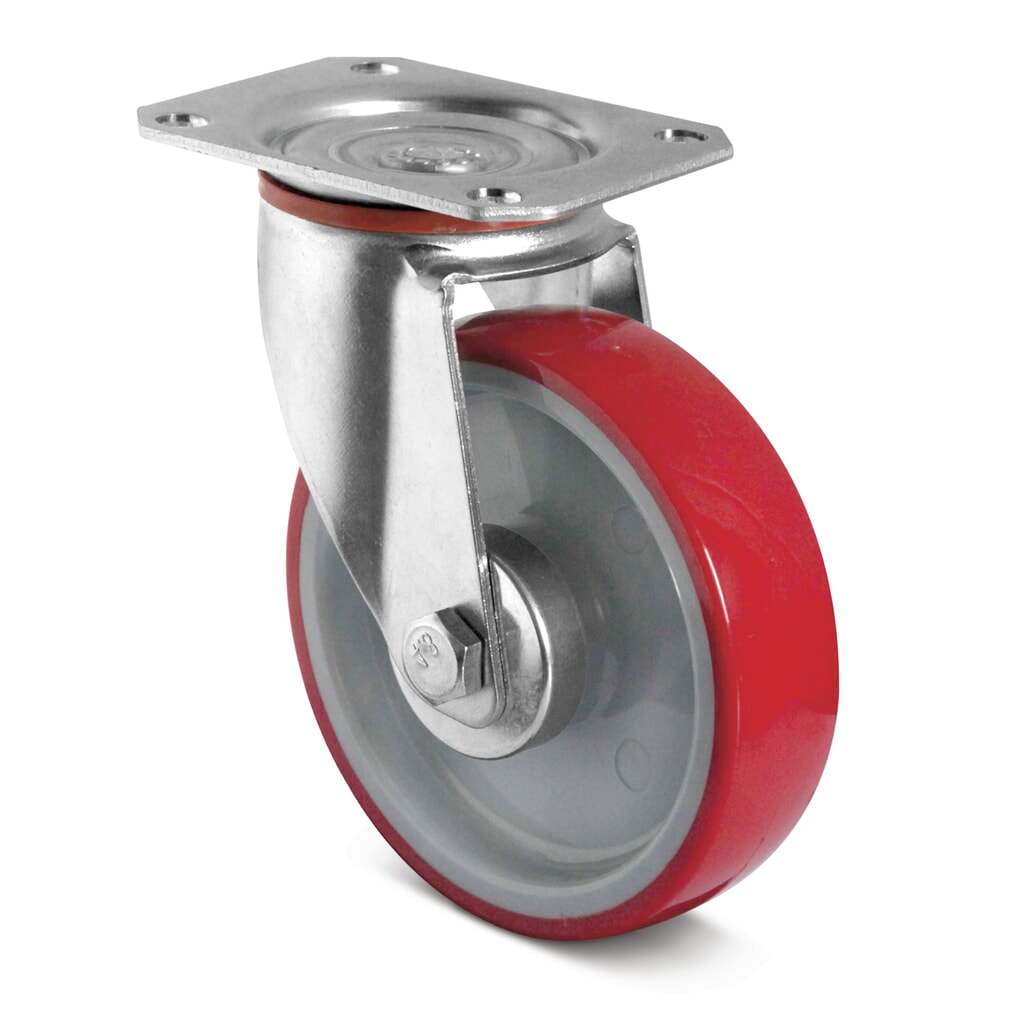Lenkrolle PU Basic, spurlos, Ø x Breite 100 x 32 mm, TK 150 kg Produktabbildung: Lenkrolle PU Basic, spurlos, Ø x Breite 100 x 32 mm, TK 150 kg