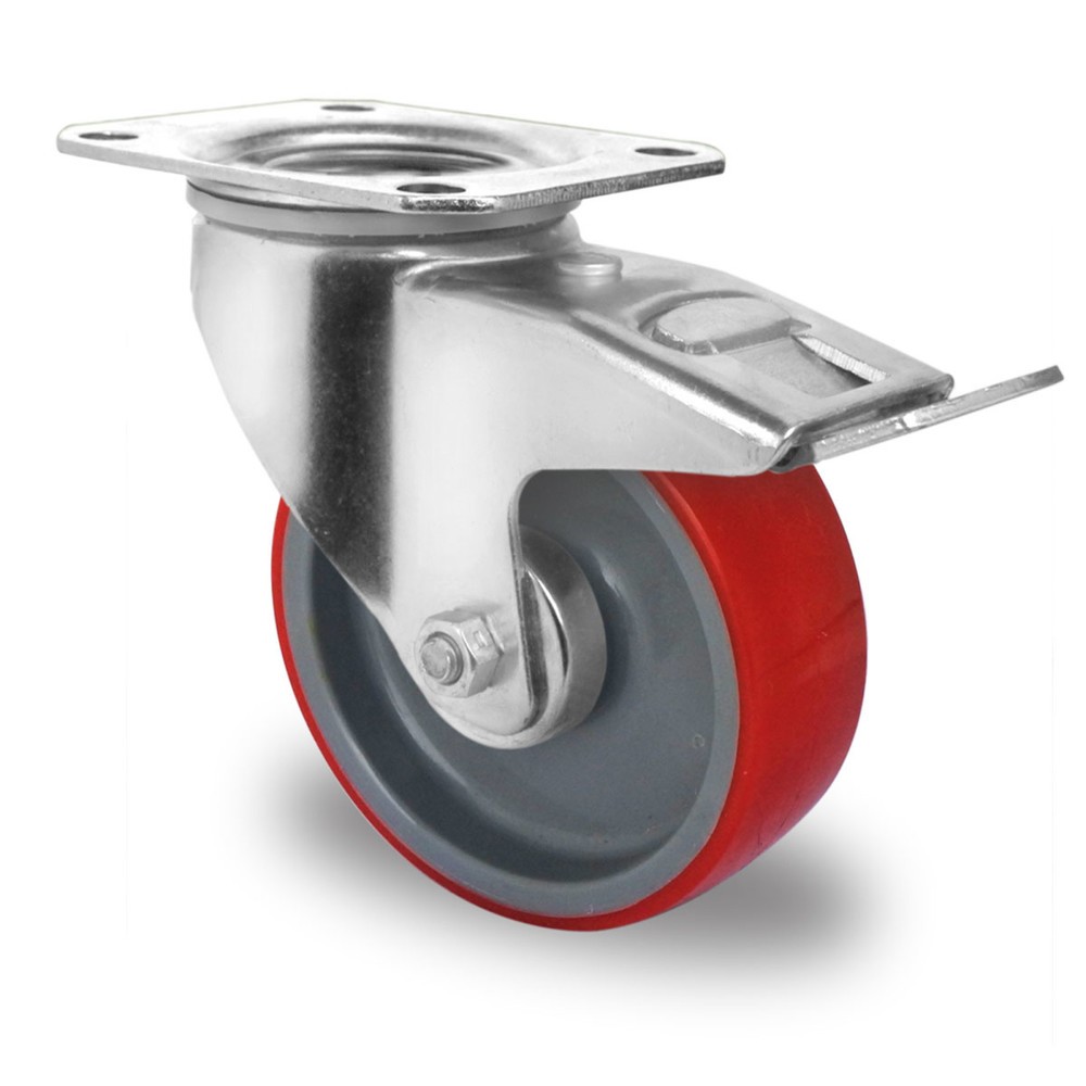 Produktabbildung: Lenkrolle PU Basic, inkl. Feststeller, Ø x Breite 100 x 32 mm, TK 150 kg