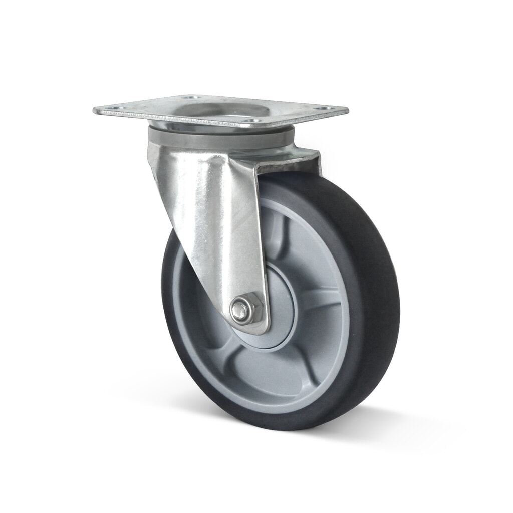 Lenkrolle TPE, spurlos, ØxB 100 x 35 mm, TK 135 kg Produktabbildung: Lenkrolle TPE, spurlos, ØxB 100 x 35 mm, TK 135 kg