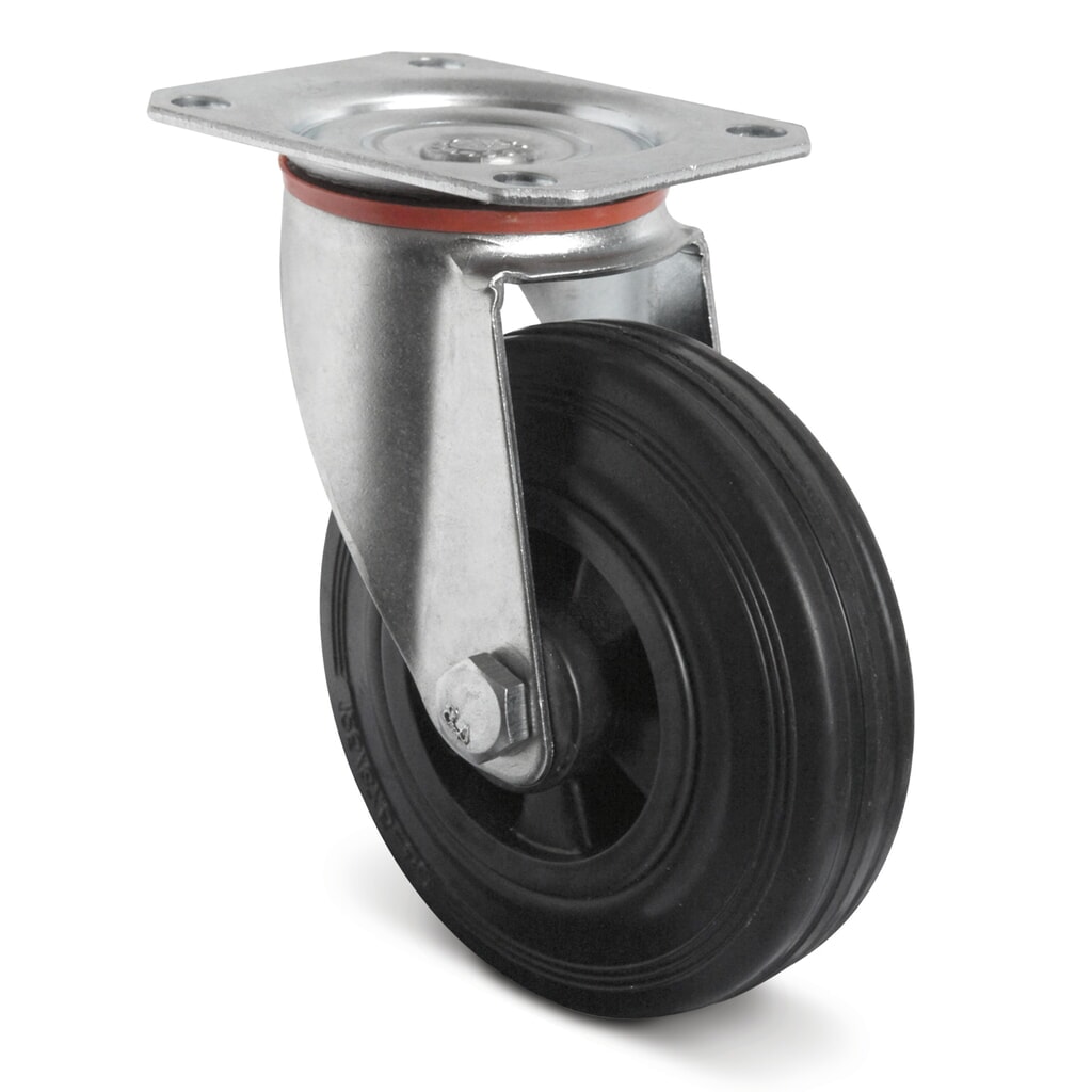 Lenkrolle Vollgummi, PP-Felge, Ø x Breite 80 x 35 mm, TK 70 kg Produktabbildung: Lenkrolle Vollgummi, PP-Felge, Ø x Breite 80 x 35 mm, TK 70 kg