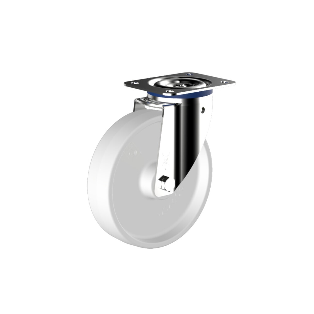 Wicke Lenkrolle Polyamid , Edelstahlblech-Gehäuse, Ø x Breite 80 x 35 mm, TK 150 kg Produktabbildung: Wicke Lenkrolle Polyamid , Edelstahlblech-Gehäuse, Ø x Breite 80 x 35 mm, TK 150 kg