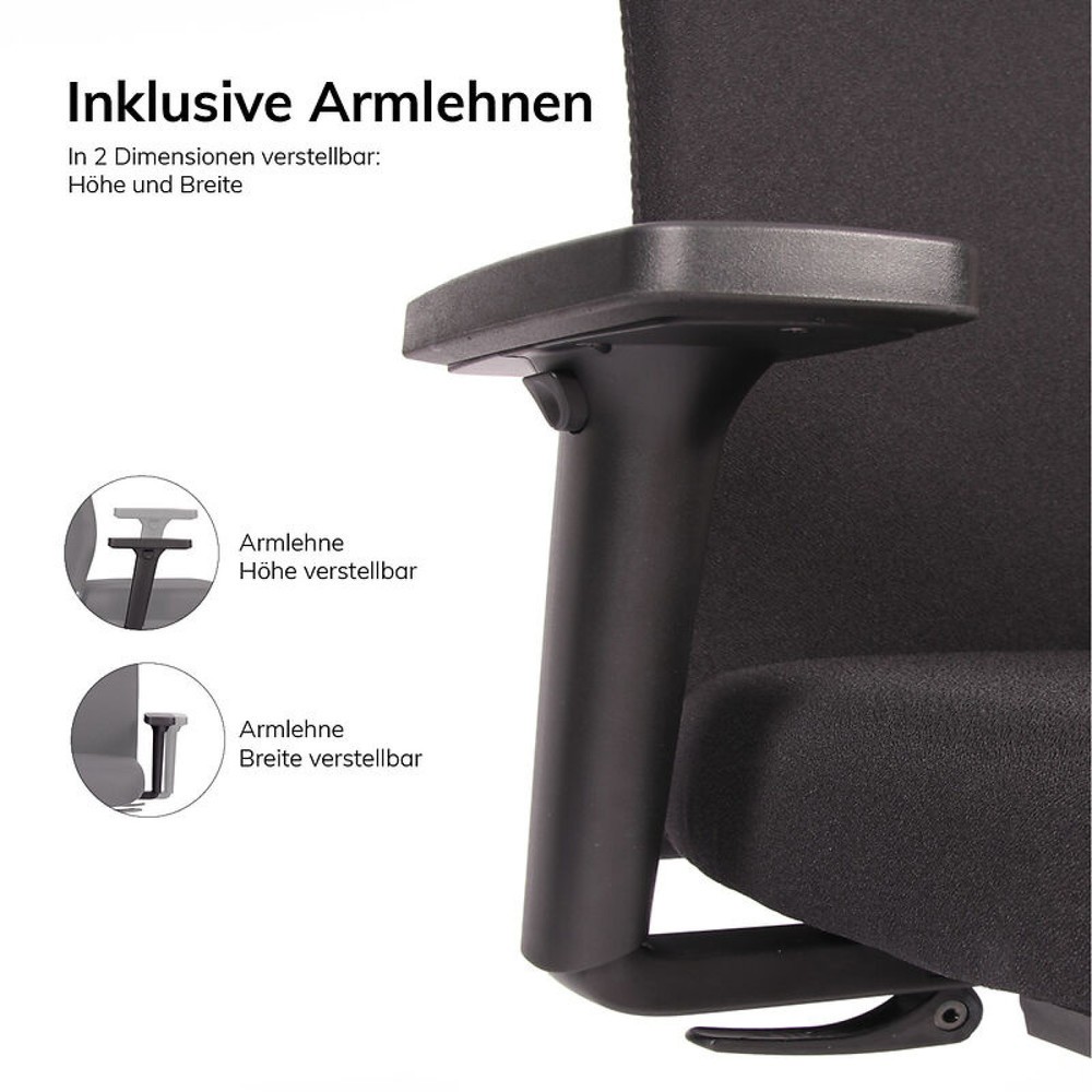 Produktabbildung Nr. 2: lento agilis AG10 Bürostuhl, schwarz, 100% Polyester, Kunststoff-Fußkreuz