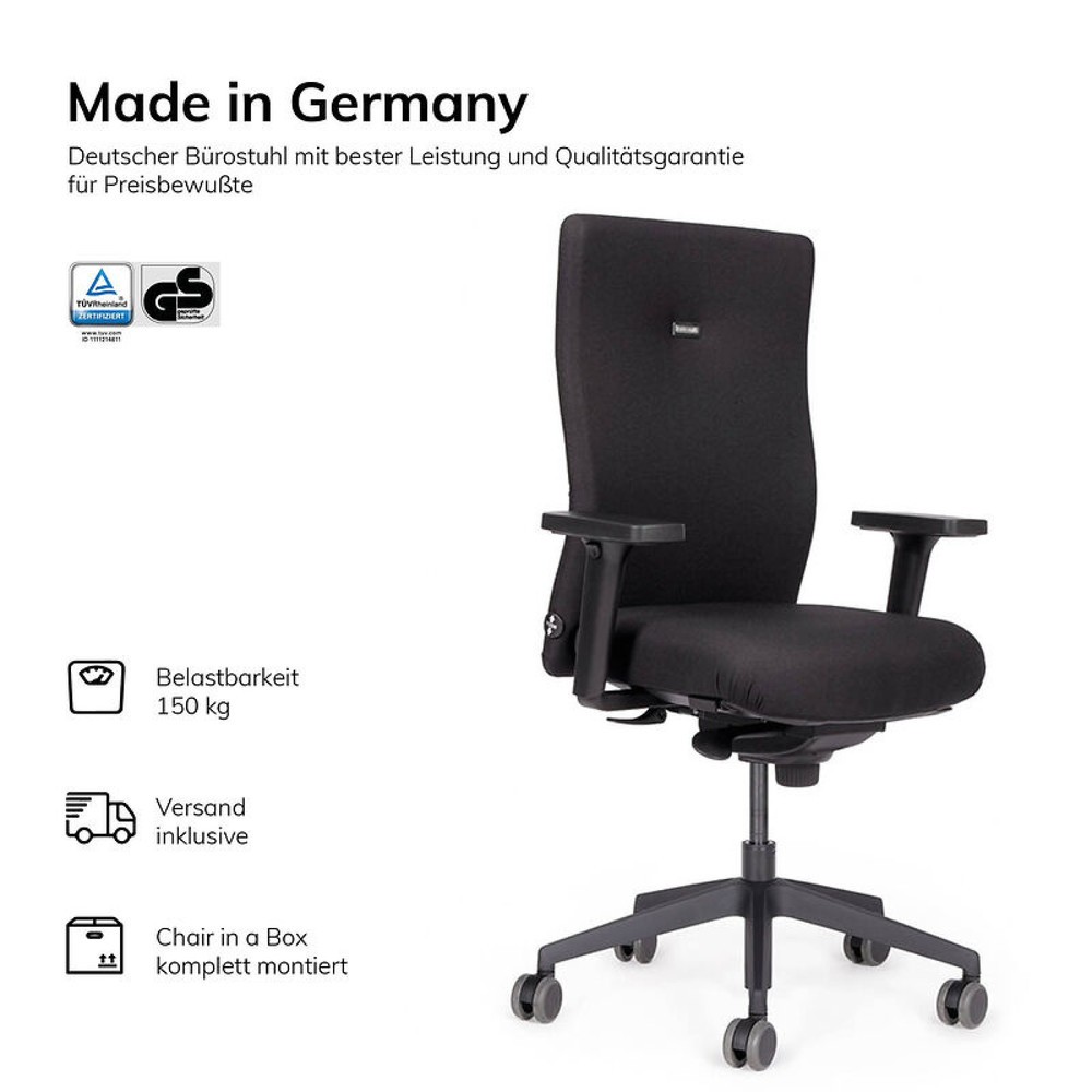 Produktabbildung Nr. 5: lento agilis AG10 Bürostuhl, schwarz, 100% Polyester, Kunststoff-Fußkreuz