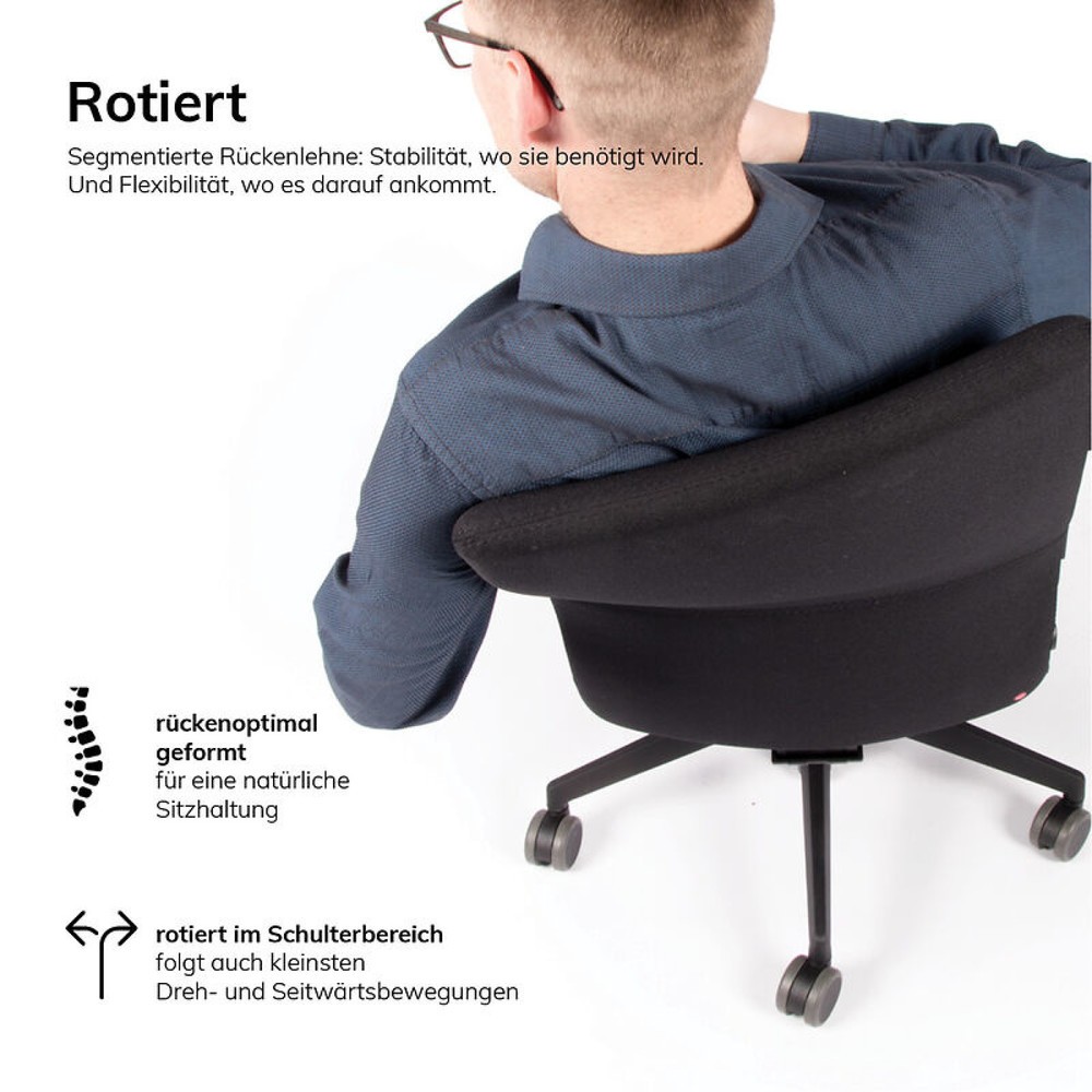 Produktabbildung Nr. 8: lento agilis AG10 Bürostuhl, schwarz, 100% Polyester, Kunststoff-Fußkreuz