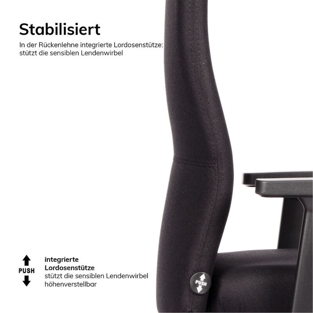 Produktabbildung Nr. 10: lento agilis AG10 Bürostuhl, schwarz, 100% Polyester, Kunststoff-Fußkreuz