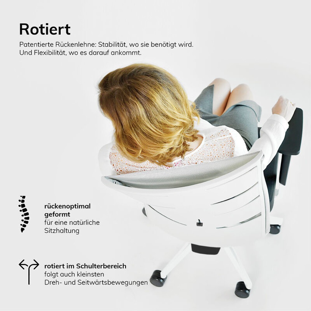 Produktabbildung Nr. 5: lento agilis matrix MT12 Bürostuhl, 100% Polyester, schwarzer Sitz, schwarz-weiße Rückenlehne