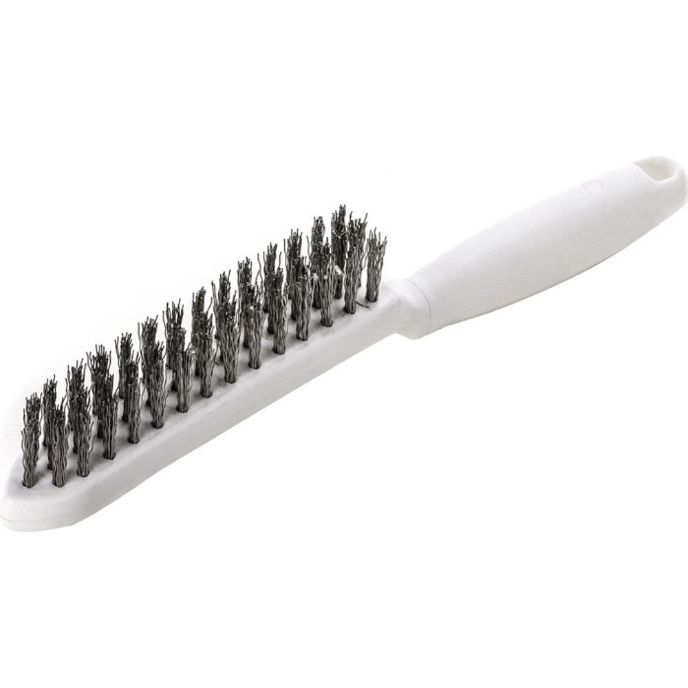 Produktabbildung: LESSMANN Drahtbürste, 0,35 mm VA-Stahldraht gewellt, Länge 285 mm, 3-reihig