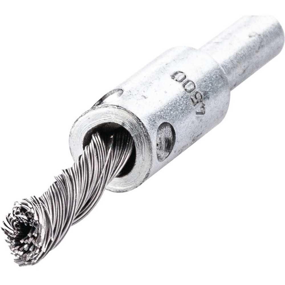 Produktabbildung: LESSMANN Pinselbürste, Stahl, Ø 6 mm Schaft 6 mm Drahtstärke 0,35 mm, 4500 min-¹