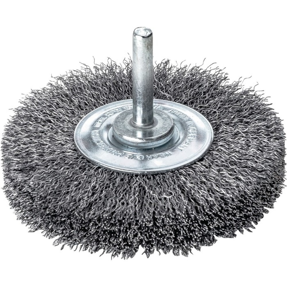 Produktabbildung: LESSMANN Rundbürste, Durchmesser 40 mm Schaft 6 mm Drahtstärke 0,2 mm, Stahl 9 mm 18000 min-¹