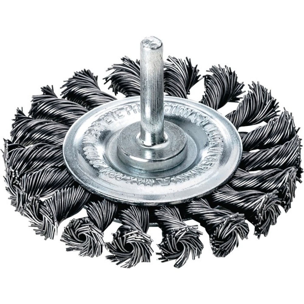 Produktabbildung: LESSMANN Rundbürste, Durchmesser 75 mm Schaft 6 mm Drahtstärke 0,5 mm, Stahl 12 mm