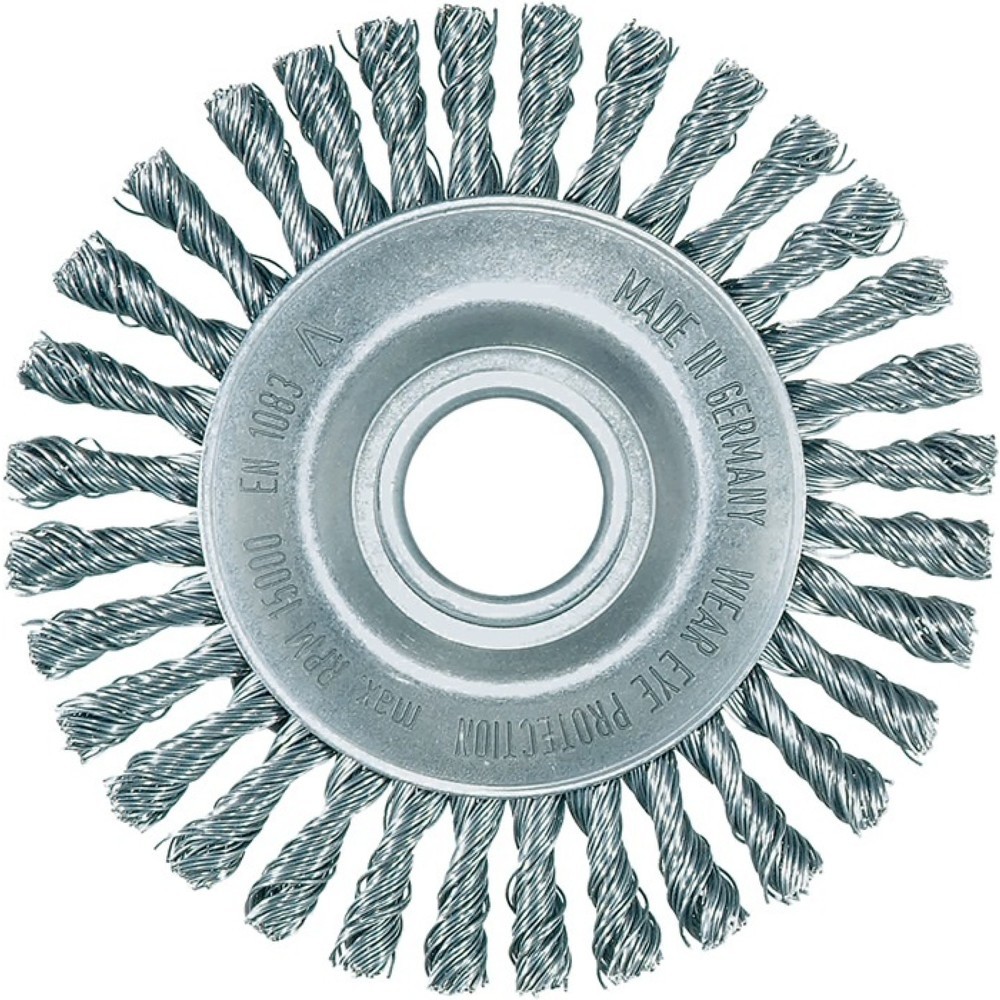 Produktabbildung: LESSMANN Rundbürste, Durchmesser 115 mm Bohrung Drahtstärke 0,5 mm, Stahl 6 mm