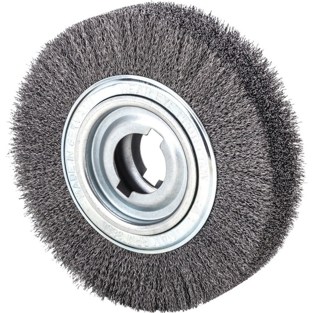 Produktabbildung: LESSMANN Rundbürste, Stahl 60 mm, Ø 250 mm Drahtstärke 0,35 mm, 3600 min-¹
