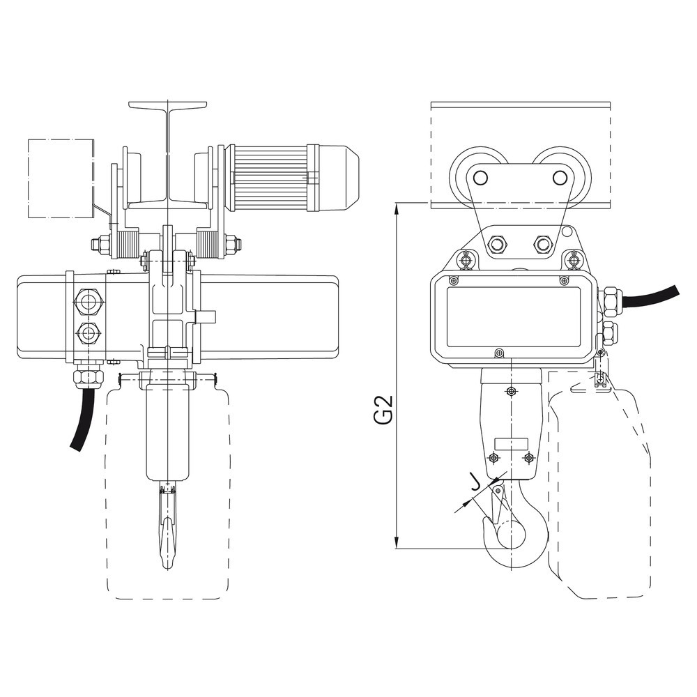 Produktabbildung Nr. 2: LIFTKET Elektrokettenzug S-Line mit Handfahrwerk, TK 125 kg, 8/2 m/min