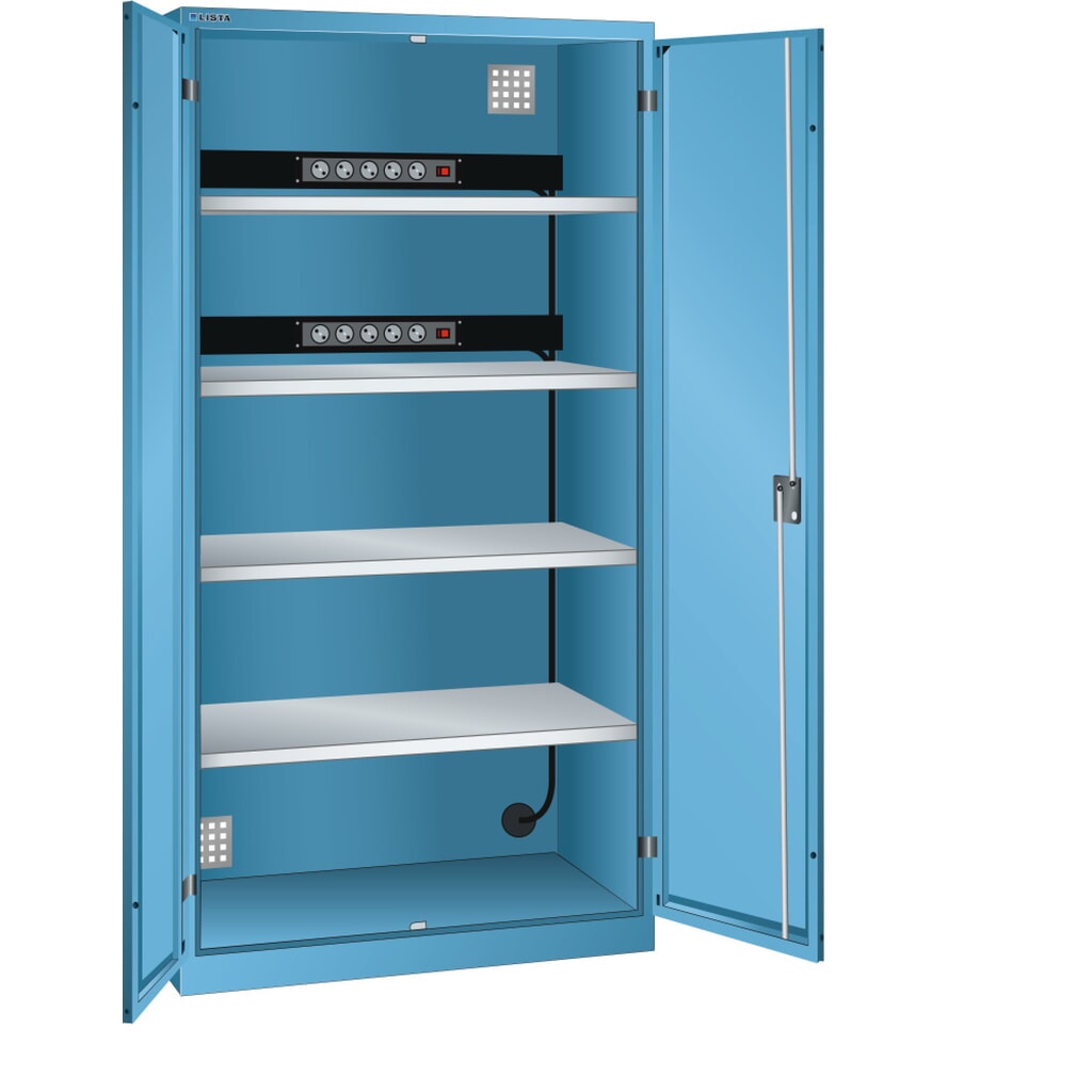LISTA Akku-Ladeschrank, (BxTxH) 1000x580x1950 mm, 2 Energieleisten Rückwand, lichtblau