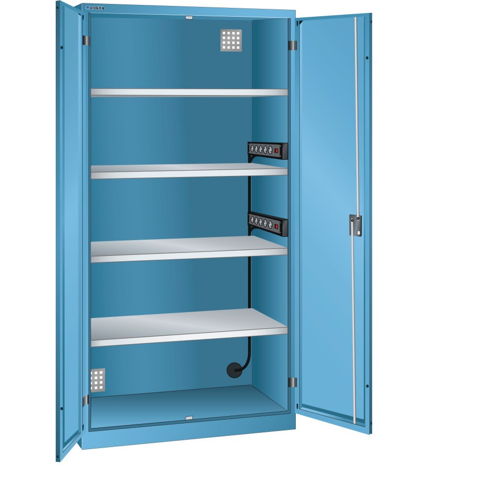 Produktabbildung: LISTA Akku-Ladeschrank, (BxTxH) 1000x580x1950mm, 2 Energieleisten Seitenwand, lichtblau